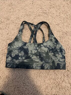 lulu-lemon athletica Tie-Dye Crisscross Sports Bra in Blue/green and Gray
